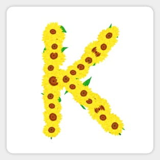 Sunflowers Initial Letter K (White Background) Magnet